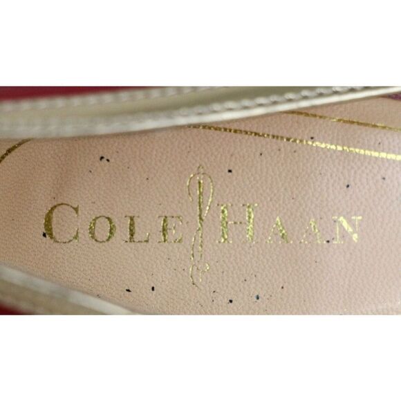 Cole Haan RED GENUINE LEATHER GOLD TRIM MID HEEL CLASSIC PUMP SHOES Sz 7.5 B - Picture 8 of 12